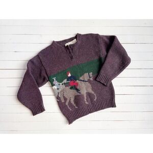 Eagles Eye sweater horse rider equestrian purple‎ wool hand knit sweater